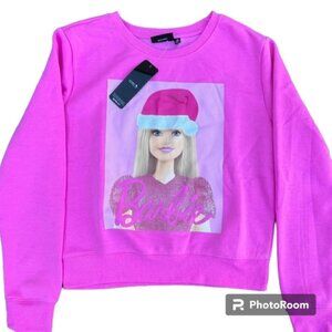 Barbie NWT Christmas Sweatshirt Women's Juniors Pink Barbie Size Large